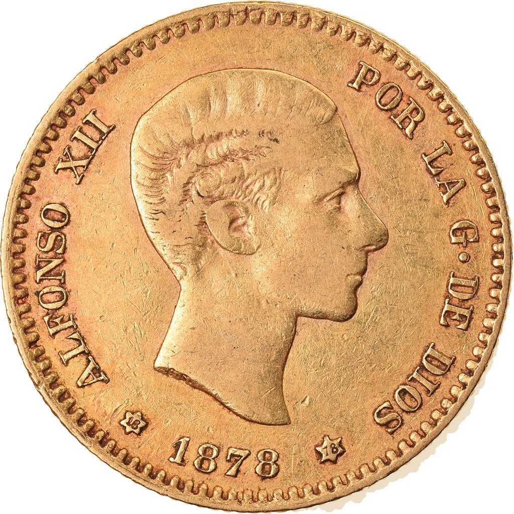 Coin, Spain, Alfonso XII, 10 Pesetas, 1878, Madrid, VF(30-35), Gold, KM:677