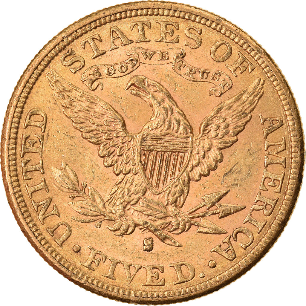 Moeda, Estados Unidos da América, Coronet Head, $5, Half Eagle, 1886, U.S.