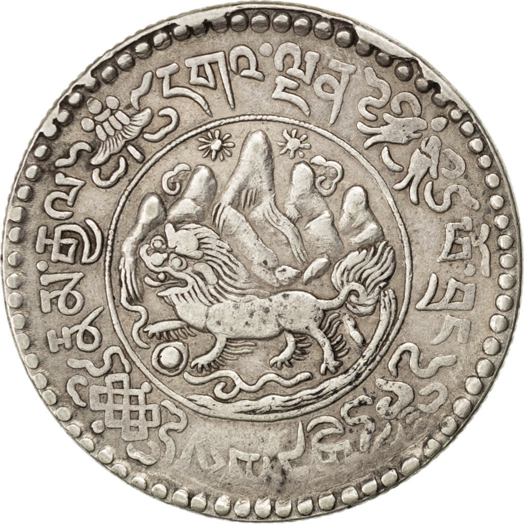 TIBET, 3 Srang, 1937, Tapchi, KM #26, EF(40-45), Silver, 11.86
