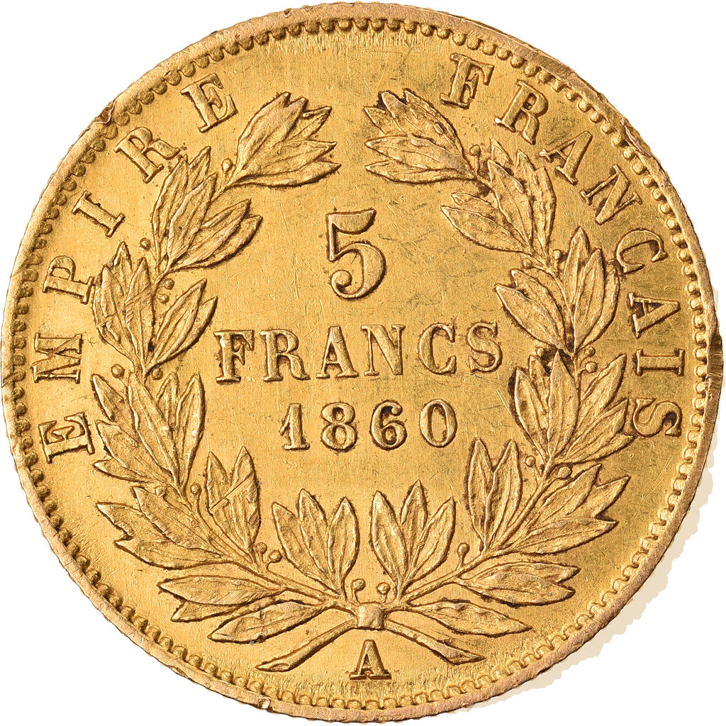 Münze, Frankreich, Napoleon III, Napoléon III, 5 Francs, 1860, Paris, VZ