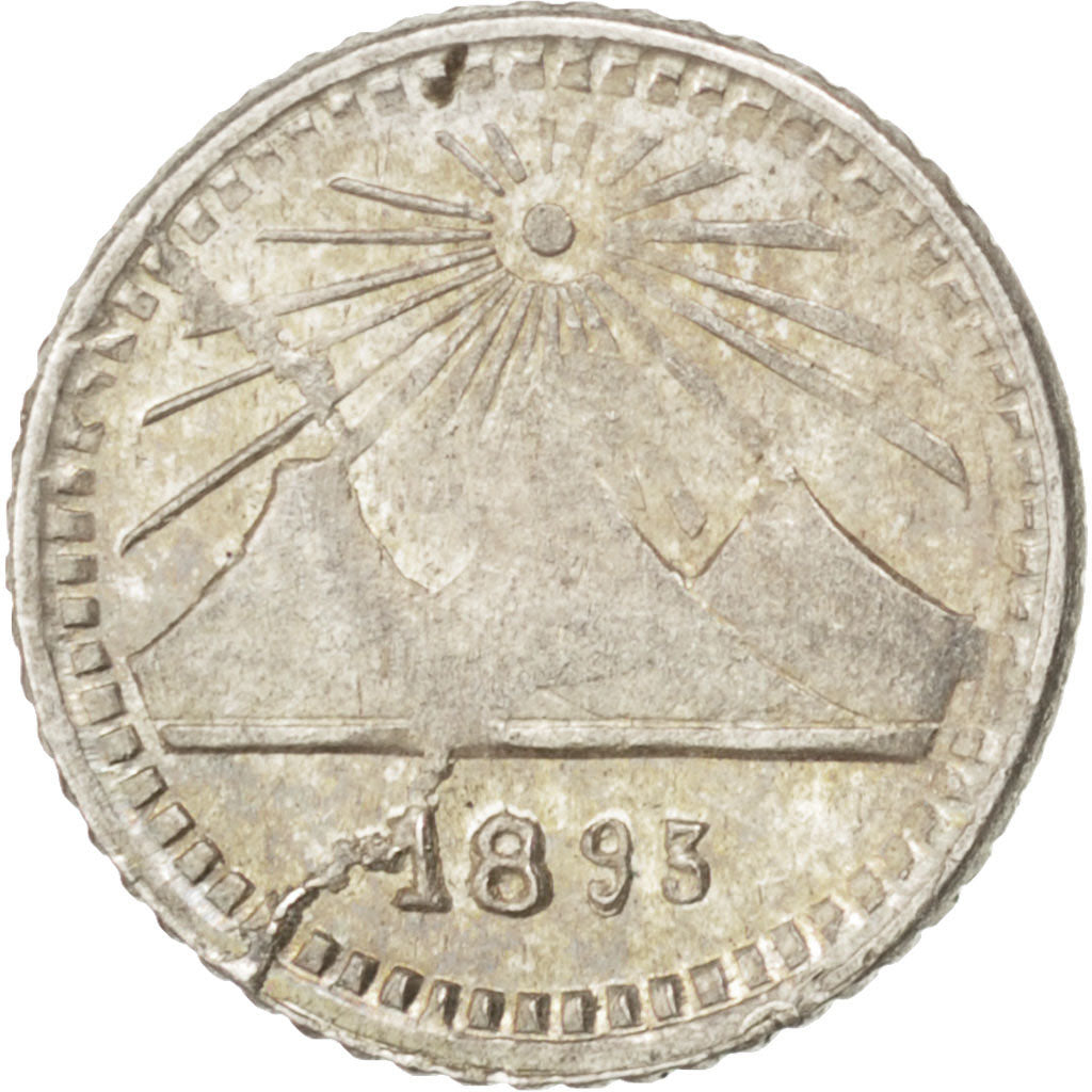 GUATEMALA, 1/4 Real, 1893, KM #159, AU(55-58), Silver, 0.70