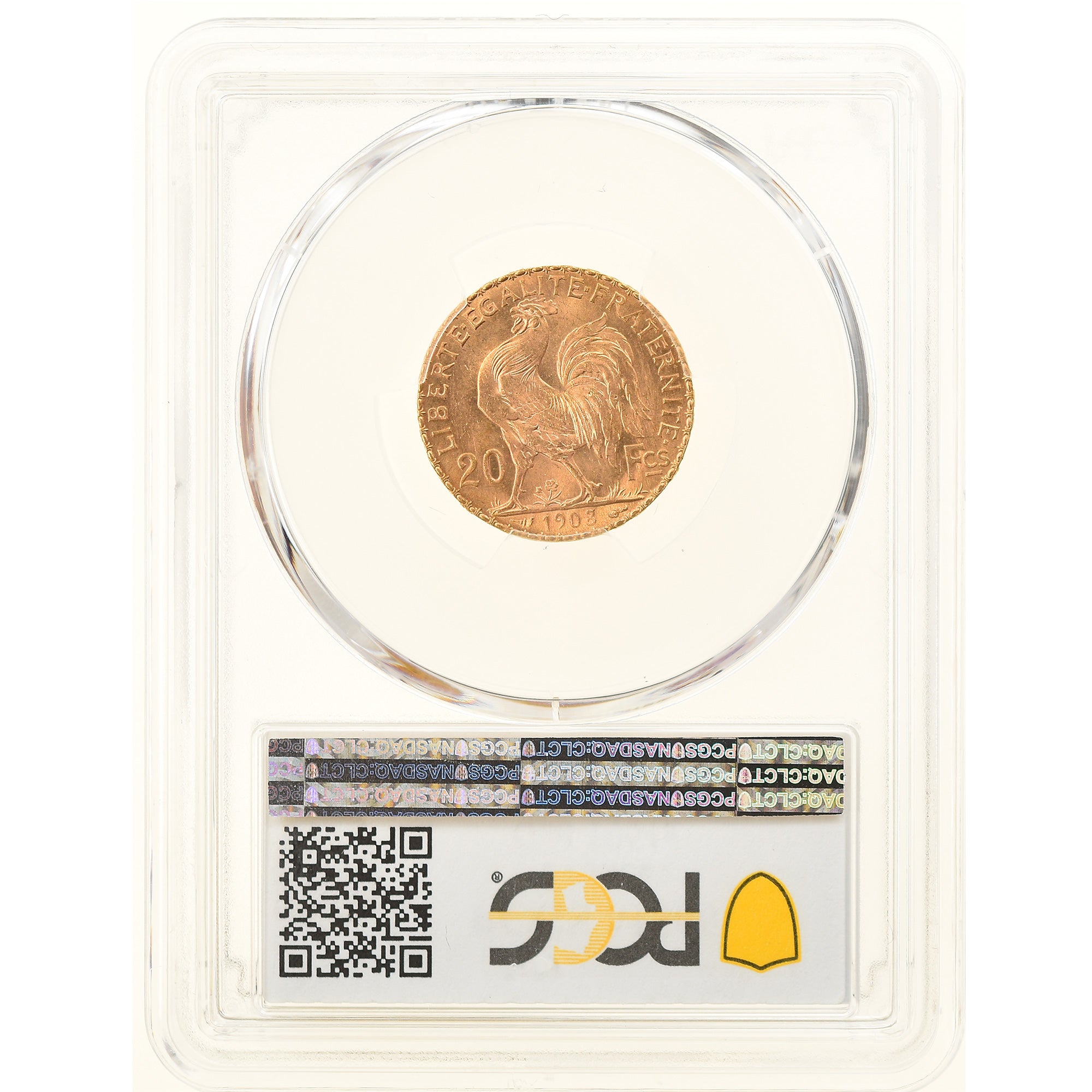 Munten, Frankrijk, Marianne, 20 Francs, 1908, Paris, PCGS, MS66, FDC, Goud