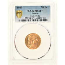 Monnaie, France, Marianne, 20 Francs, 1909, Paris, PCGS, MS66+, FDC, Or