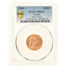 Monnaie, France, Marianne, 20 Francs, 1909, Paris, PCGS, MS66+, FDC, Or