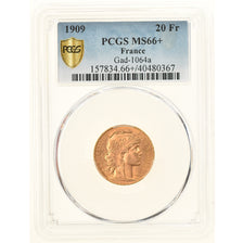 Coin, France, Marianne, 20 Francs, 1909, Paris, PCGS, MS66+, MS(65-70), Gold