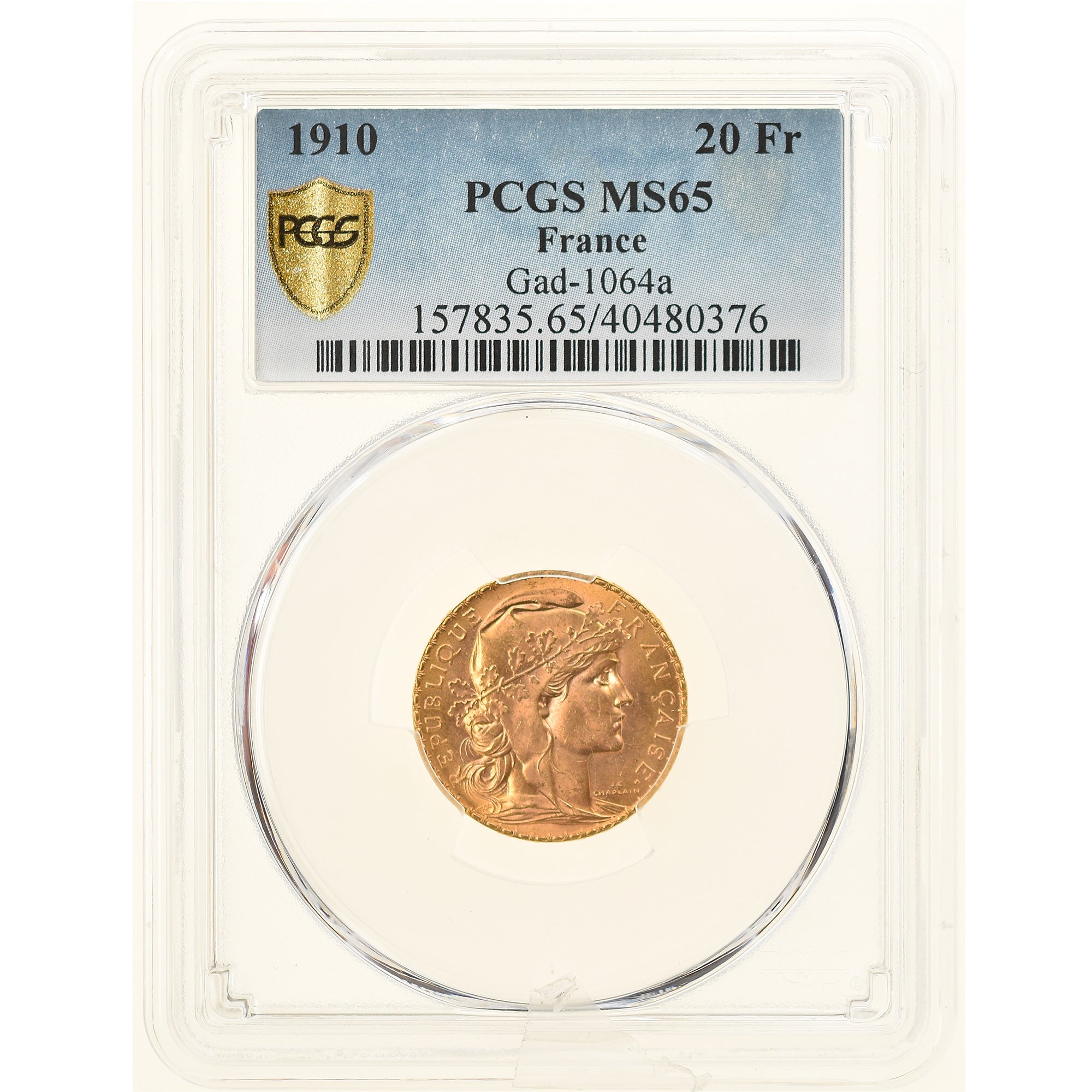 Monnaie, France, Marianne, 20 Francs, 1910, Paris, PCGS, MS65, FDC, Or