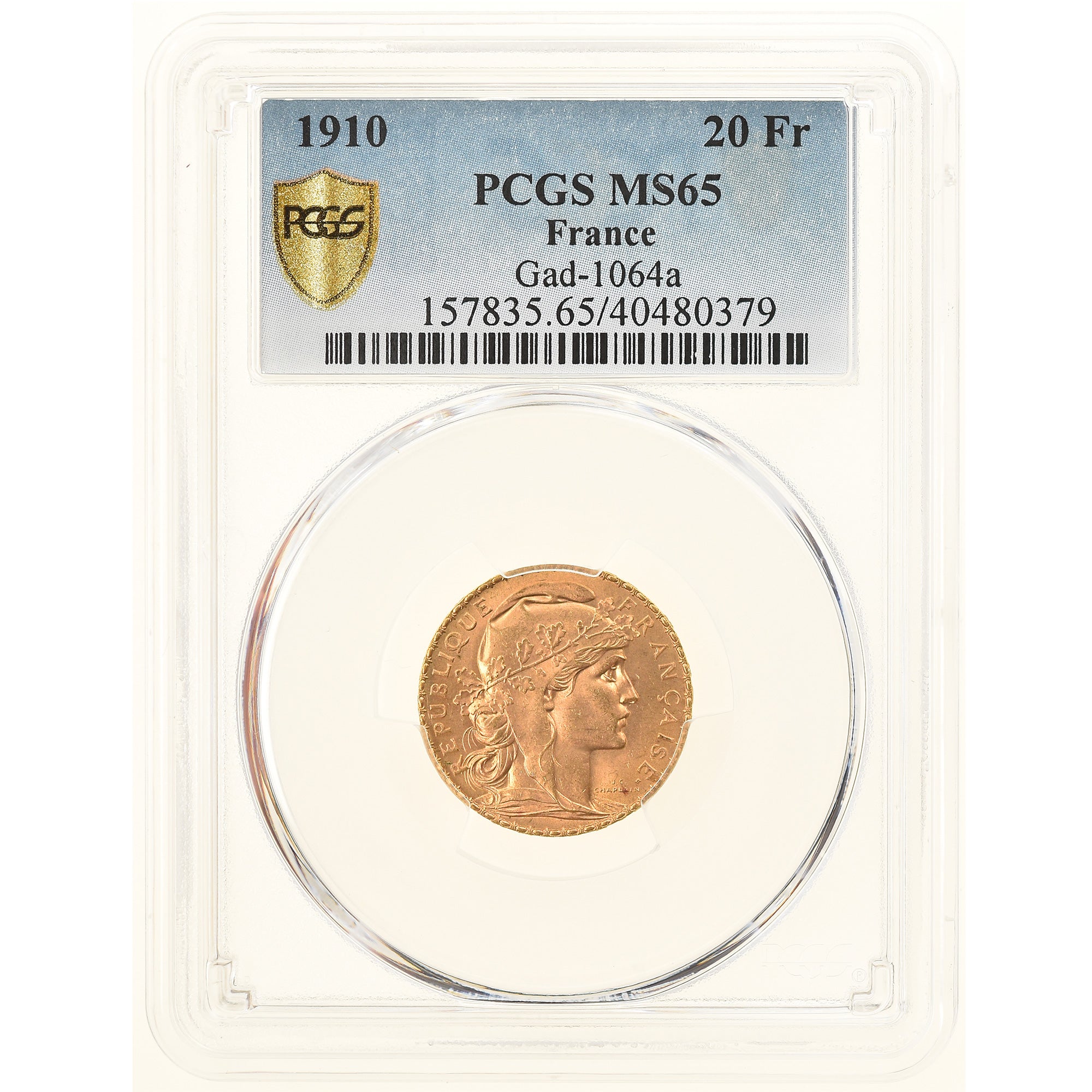 Monnaie, France, Marianne, 20 Francs, 1910, Paris, PCGS, MS65, FDC, Or