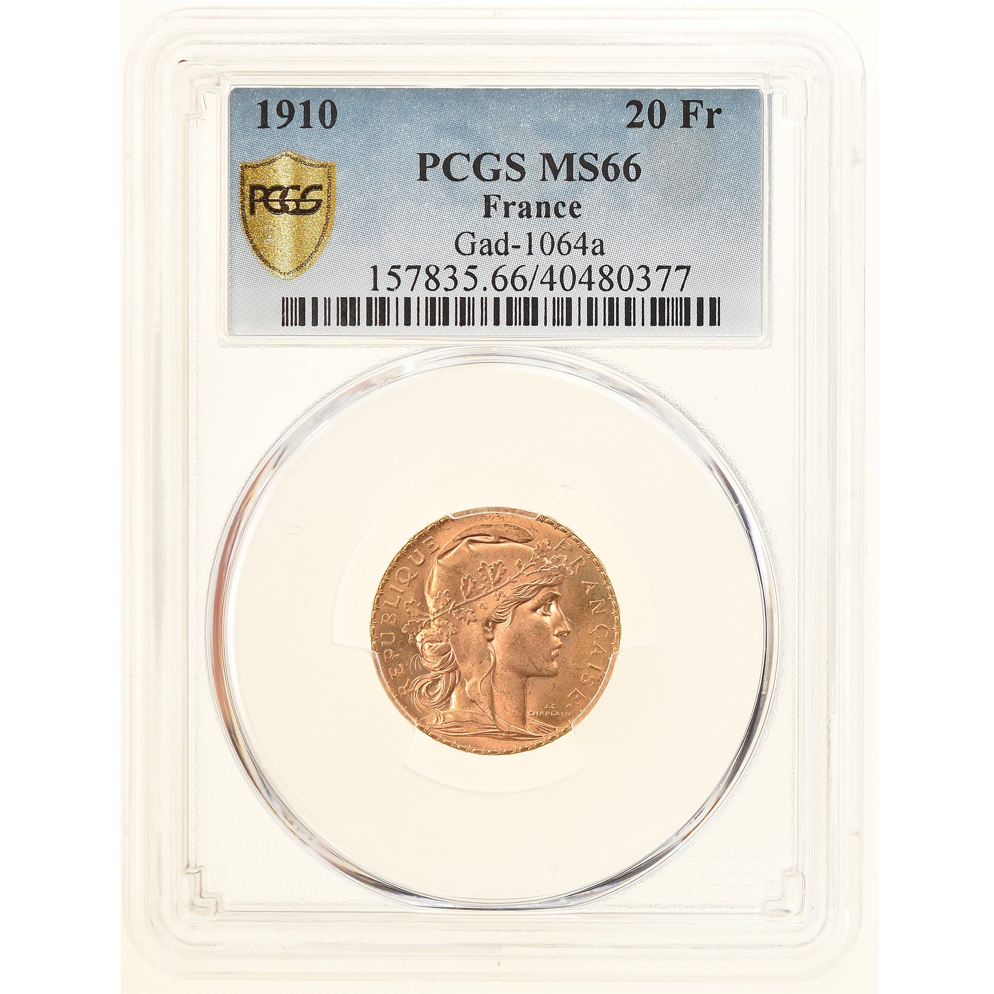 Monnaie, France, Marianne, 20 Francs, 1910, Paris, PCGS, MS66, FDC, Or