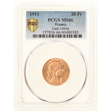Monnaie, France, Marianne, 20 Francs, 1911, PCGS, MS66, FDC, Or, Gadoury:1064a