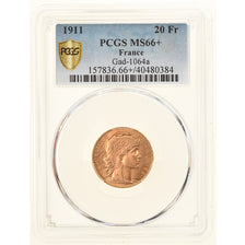 Moeda, França, Marianne, 20 Francs, 1911, PCGS, MS66+, MS(65-70), Dourado