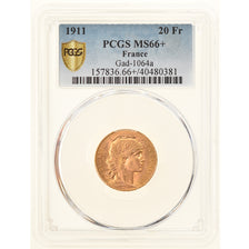 Coin, France, Marianne, 20 Francs, 1911, PCGS, MS66+, MS(65-70), Gold, KM:857