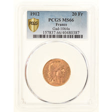 Coin, France, Marianne, 20 Francs, 1912, PCGS, MS66, MS(65-70), Gold, KM:857