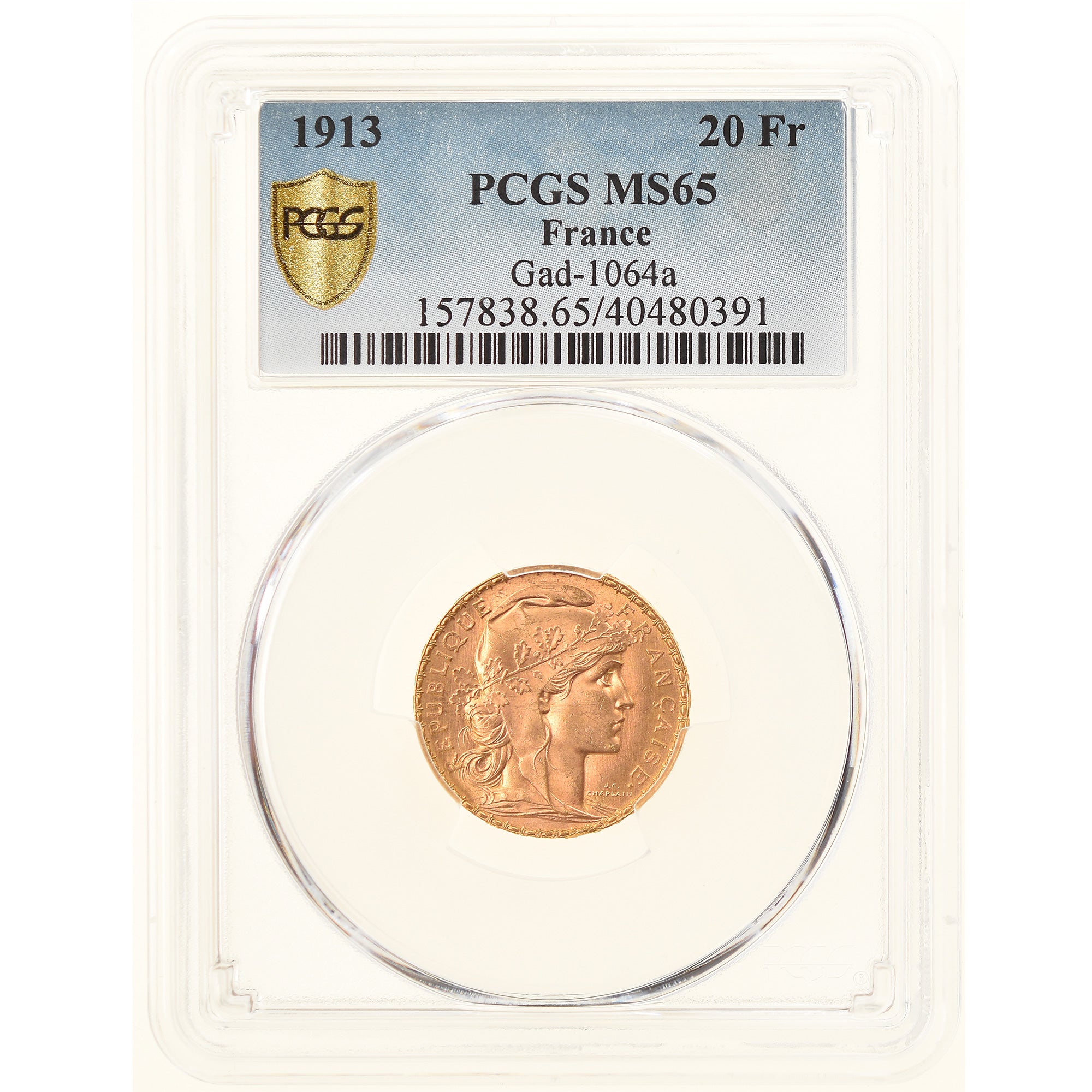 Monnaie, France, Marianne, 20 Francs, 1913, Paris, PCGS, MS65, FDC, Or