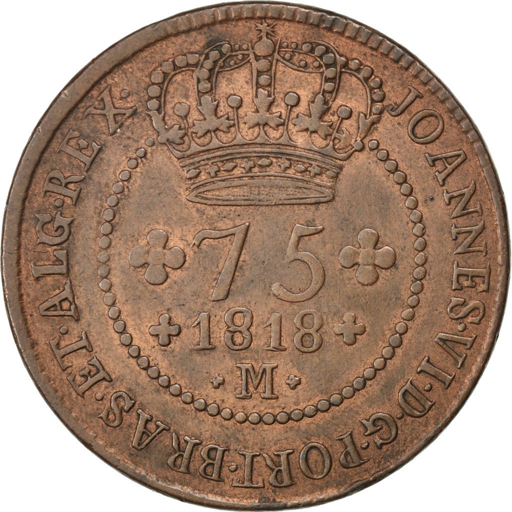 Brésil, Joao VI, 75 Reis 1818 M, KM 320