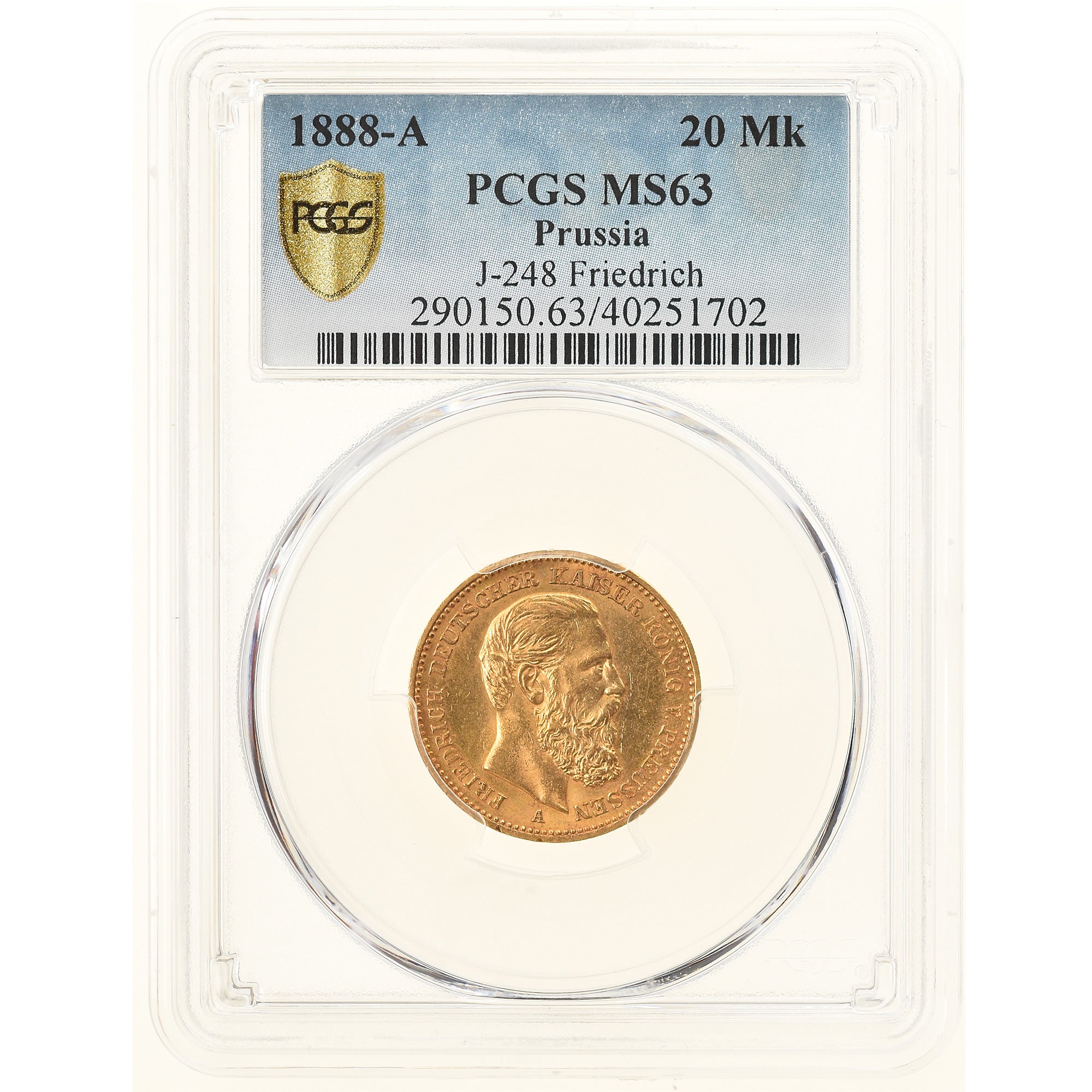 Moneda, Estados alemanes, PRUSSIA, Friedrich III, 20 Mark, 1888, Berlin, PCGS