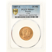 Coin, German States, PRUSSIA, Wilhelm I, 20 Mark, 1887, Berlin, PCGS, MS64+