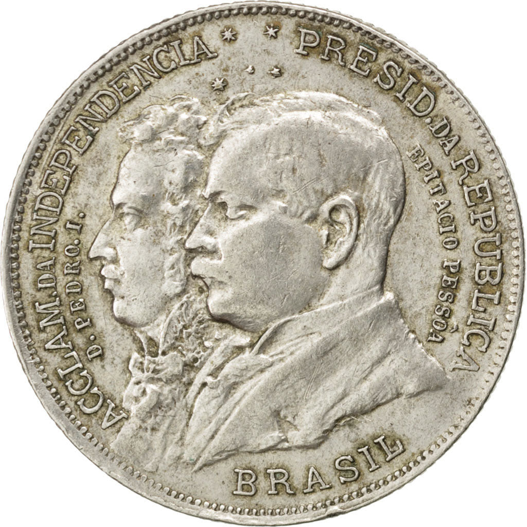 BRAZIL, 2000 Reis, 1922, KM #523, EF(40-45), Silver, 26, 7.98