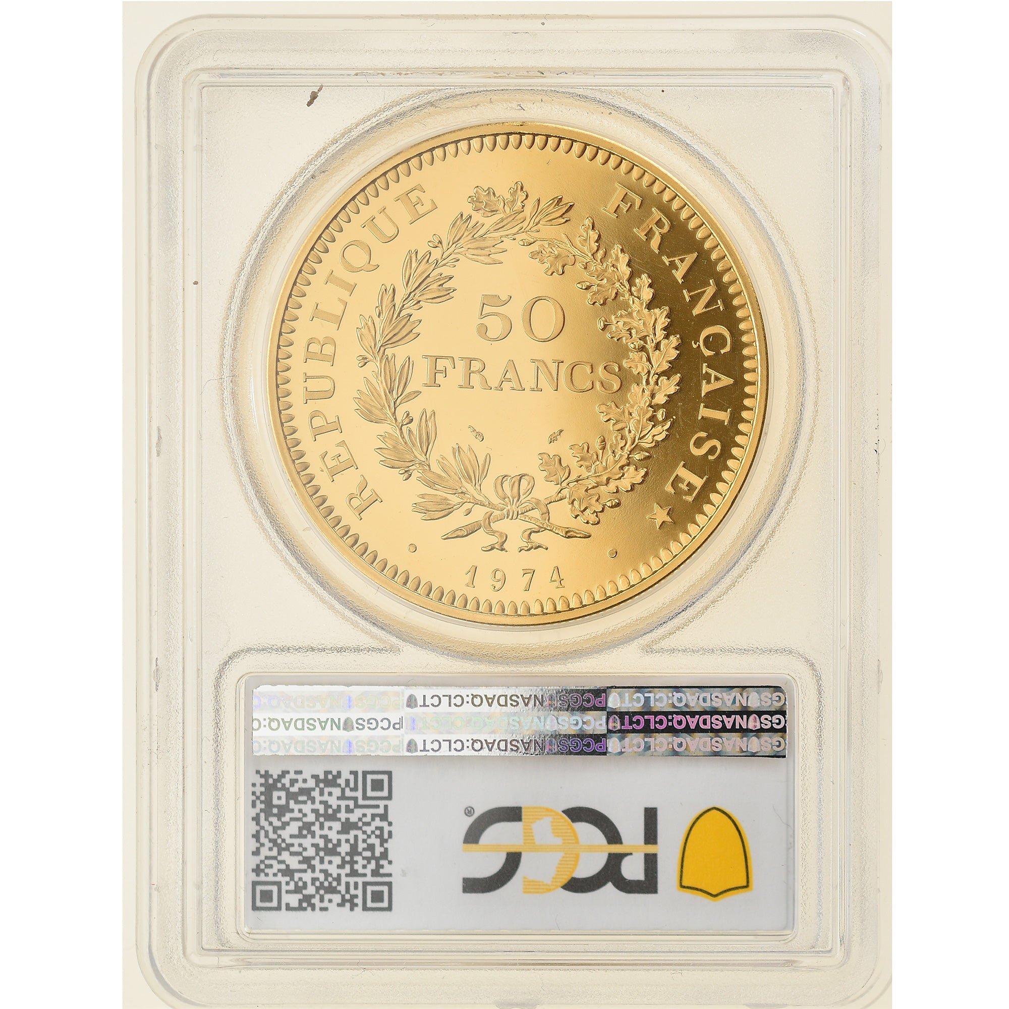 Moeda, França, Hercule, 50 Francs, 1974, Piéfort, PCGS, SP66, MS(65-70)