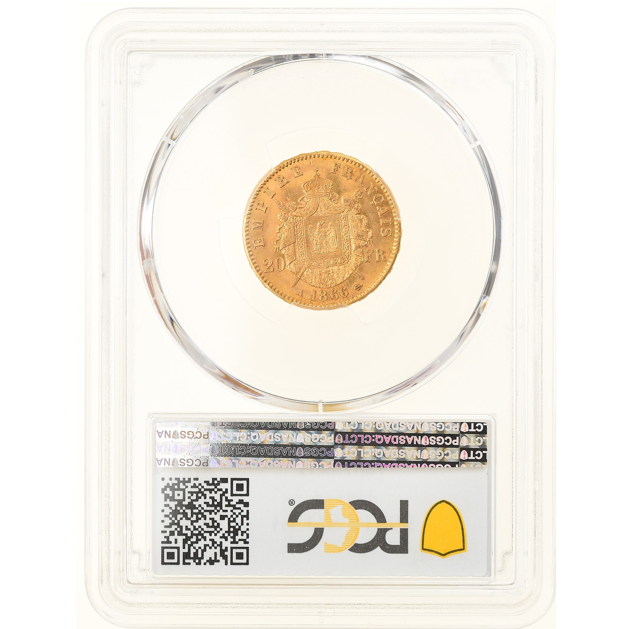 Coin, France, Napoleon III, 20 Francs, 1866, Paris, PCGS, MS63, MS(63), Gold