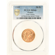 Coin, France, Marianne, 20 Francs, 1909, Paris, PCGS, MS66, MS(65-70), Gold