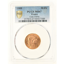Coin, France, Marianne, 20 Francs, 1909, Paris, PCGS, MS67, MS(65-70), Gold