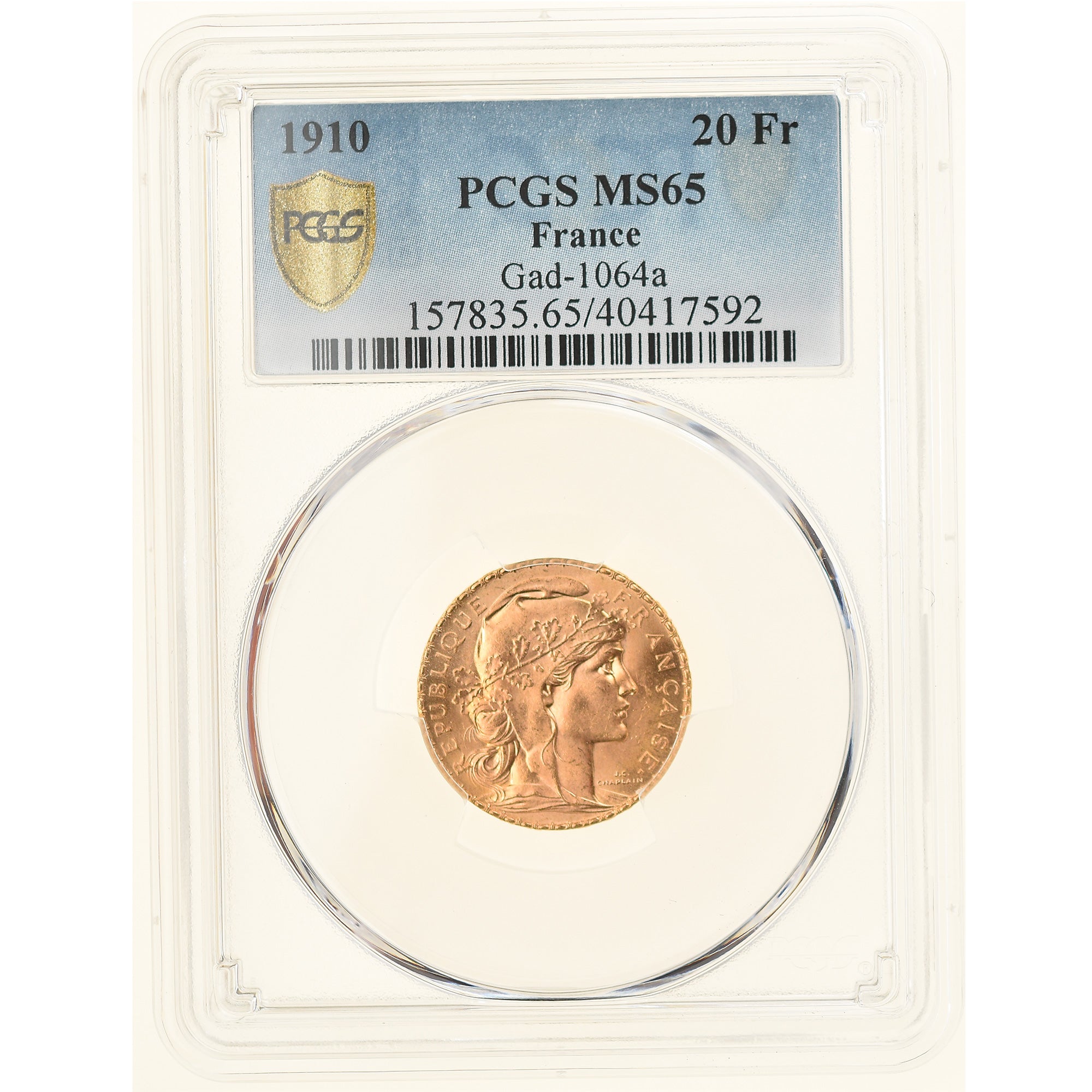Monnaie, France, Marianne, 20 Francs, 1910, Paris, PCGS, MS65, FDC, Or