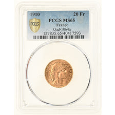 Coin, France, Marianne, 20 Francs, 1910, Paris, PCGS, MS65, MS(65-70), Gold