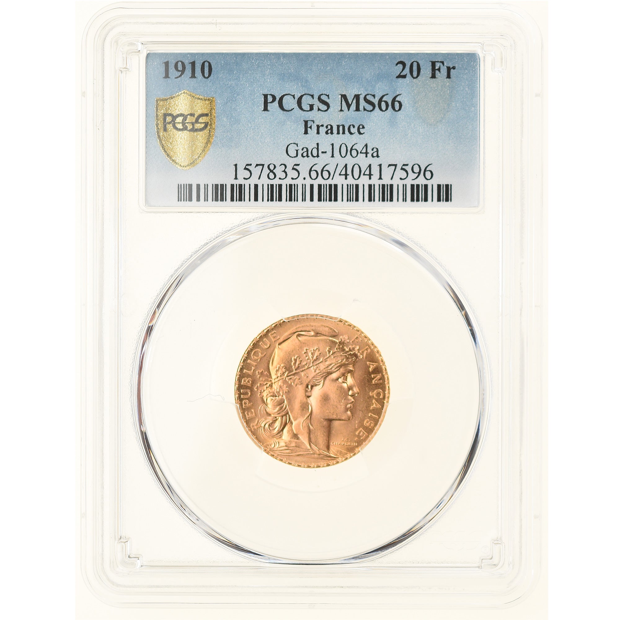 Monnaie, France, Marianne, 20 Francs, 1910, Paris, PCGS, MS66, FDC, Or