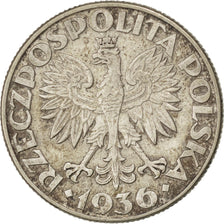 POLAND, 2 Zlote, 1936, Warsaw, KM #30, AU(55-58), Silver, 22, 4.30