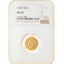 Coin, United States, Indian Head, $2.50, Quarter Eagle, 1908, U.S. Mint