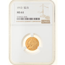 Moneta, Stati Uniti, Indian Head, $2.50, Quarter Eagle, 1913, U.S. Mint