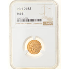 Moeda, Estados Unidos da América, Indian Head, $2.50, Quarter Eagle, 1914, U.S.