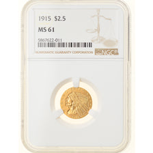 Moeda, Estados Unidos da América, Indian Head, $2.50, Quarter Eagle, 1915, U.S.