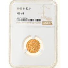 Coin, United States, Indian Head, $2.50, Quarter Eagle, 1925, U.S. Mint, Denver