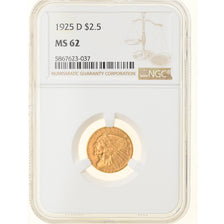 Coin, United States, Indian Head, $2.50, Quarter Eagle, 1925, U.S. Mint, Denver