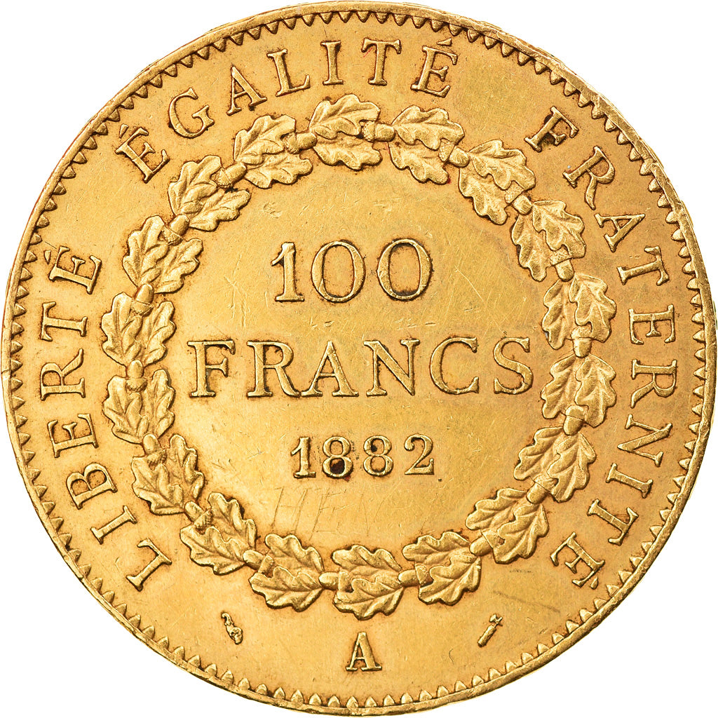 Moneta, Francia, Génie, 100 Francs, 1882, Paris, BB, Oro, KM:832, Gadoury:1137