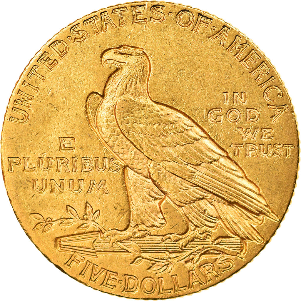 Moeda, Estados Unidos da América, Indian Head, $5, Half Eagle, 1909