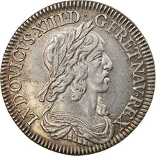 Monnaie, France, Louis XIII, 1/4 Écu 2e poinçon de Warin, buste drapé et