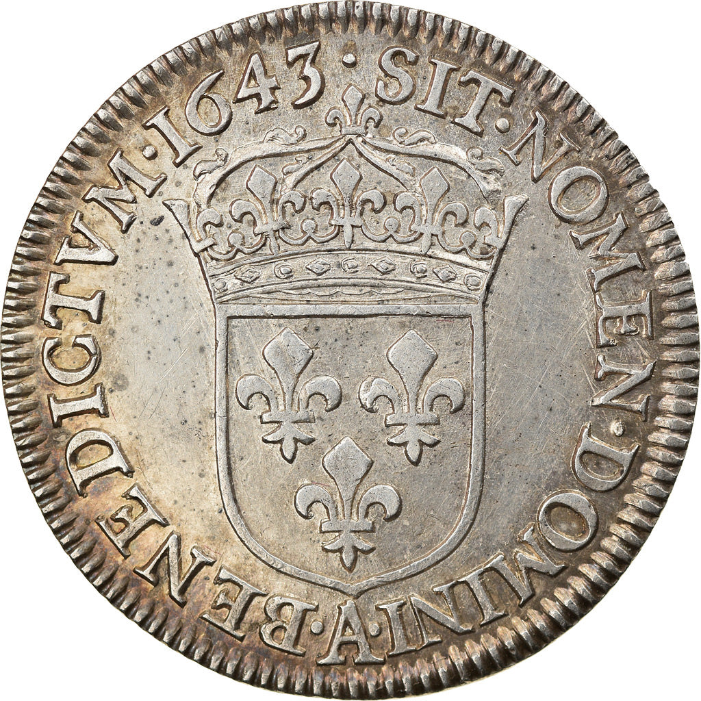 Monnaie, France, Louis XIII, 1/4 Écu 2e poinçon de Warin, buste drapé et