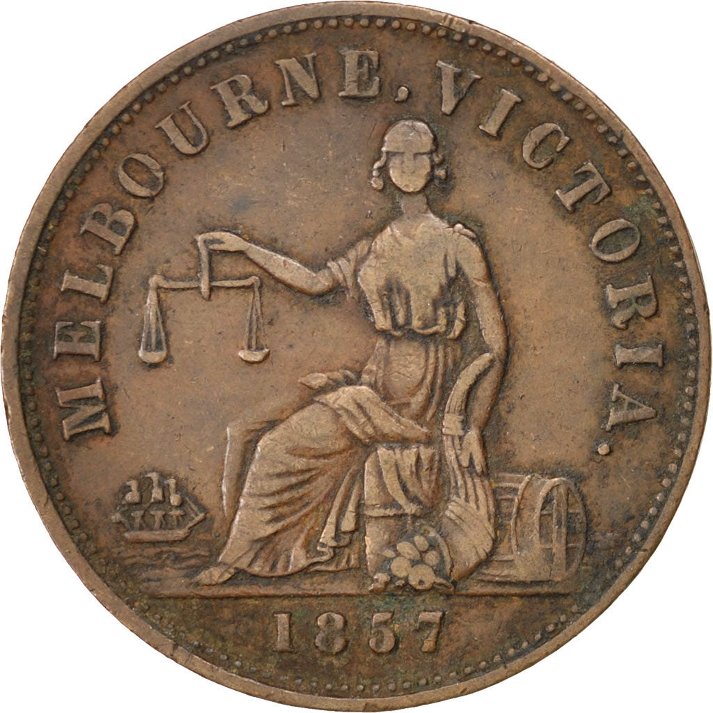 Coin, Australia, Victoria, 1/2 Penny, 1857, EF(40-45), Copper, KM:Tn103