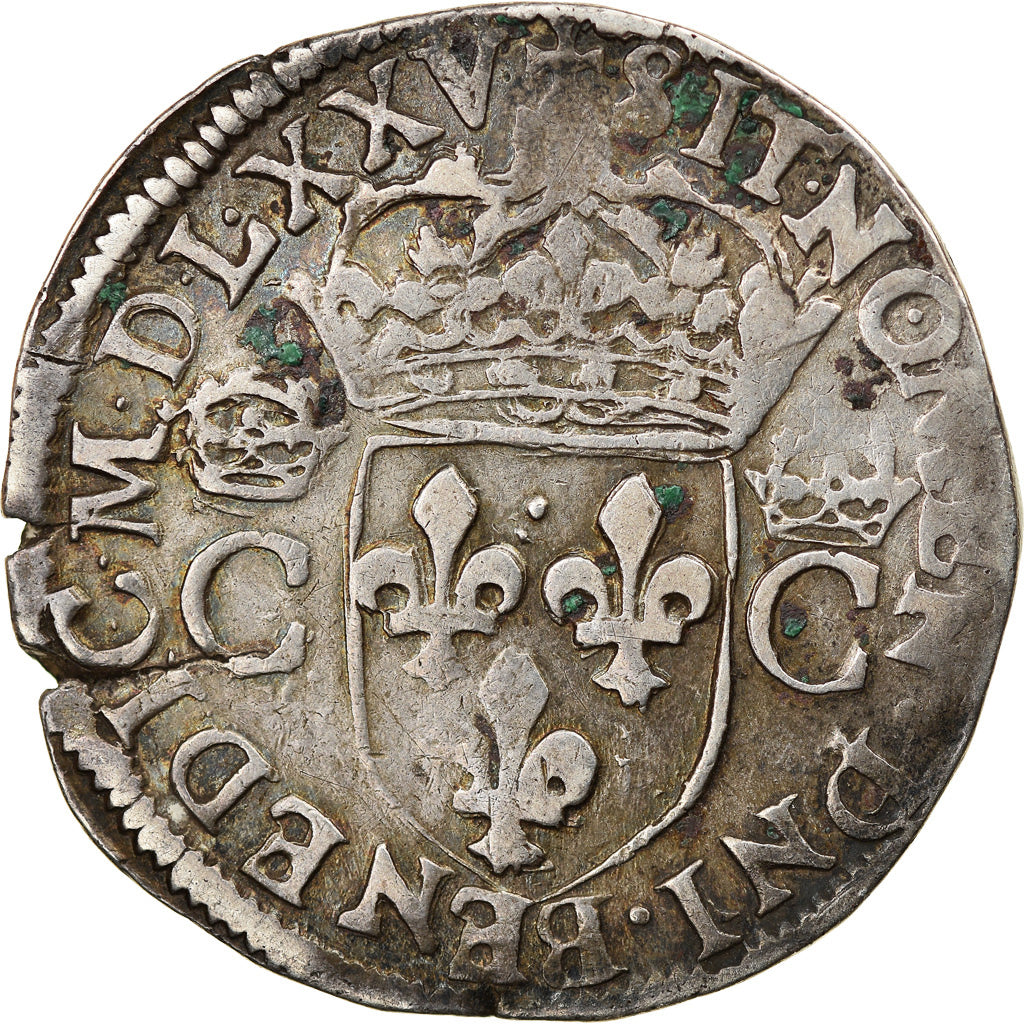 Moneta, Francia, Charles IX, Henri III, Teston, 1575, Rennes, MB+, Argento