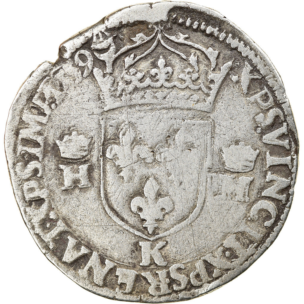 Moneta, Francja, Henri II, François II, Teston, 1559, Bordeaux, VF(20-25)