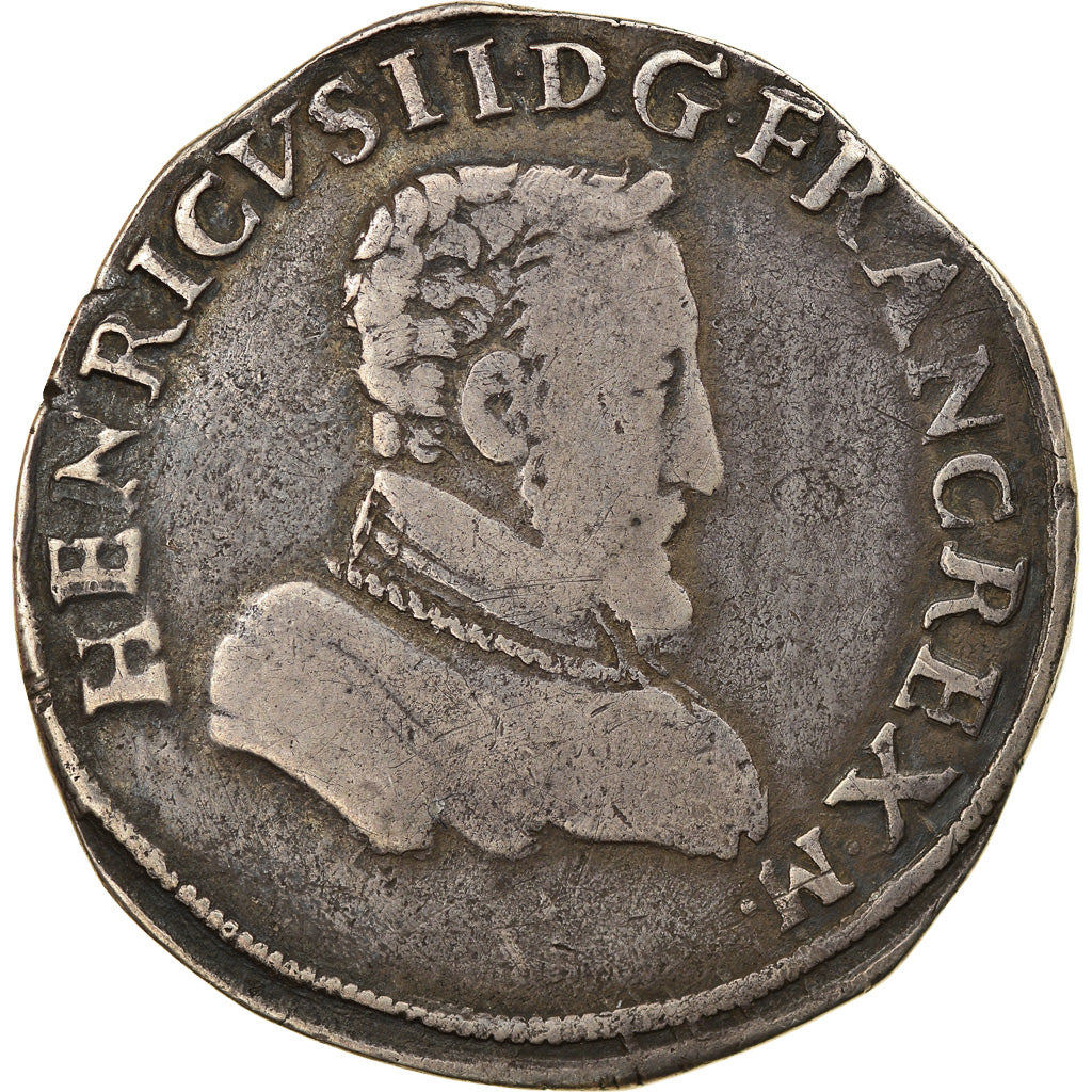Monnaie, France, François II, Henri II, Teston, 1560, Lyon, TB+, Argent