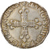 Moeda, França, Henri IV, 1/4 d'écu à la croix de face, 1607, Nantes