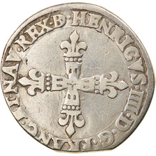 Moeda, França, Henri IV, 1/4 d'écu de Béarn, 1599/8, Pau, VF(30-35), Prata