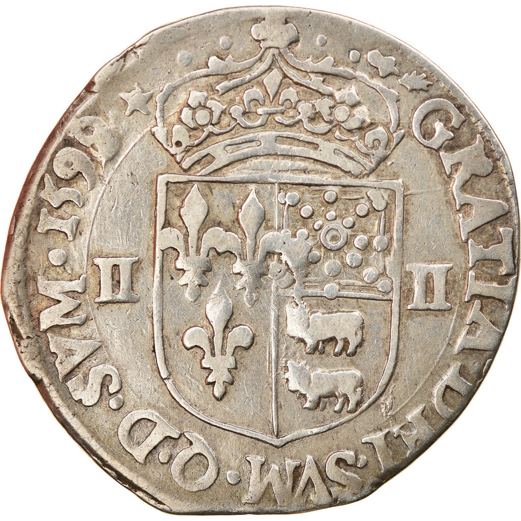 Coin, France, Henri IV, 1/4 d'écu de Béarn, 1599/8, Pau, VF(30-35), Silver