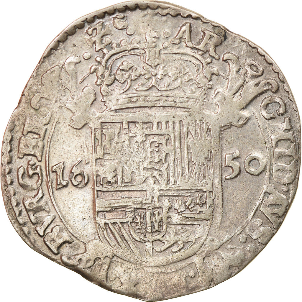 Moneta, Paesi Bassi Spagnoli, BRABANT, Philip IV, Escalin, 1650, Brussels, BB