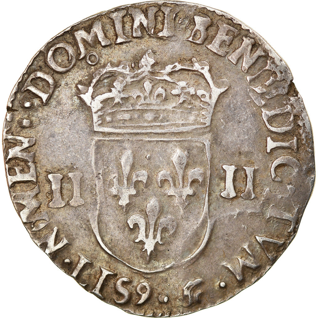 Moneda, Francia, Henri IV, 1/4 d'écu à la croix feuillue de face, 1591