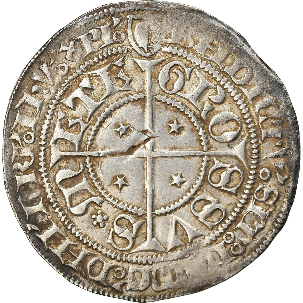 Munten, Frankrijk, Gros, c. 1406-1415, Metz, ZF, Zilver, Boudeau:1659
