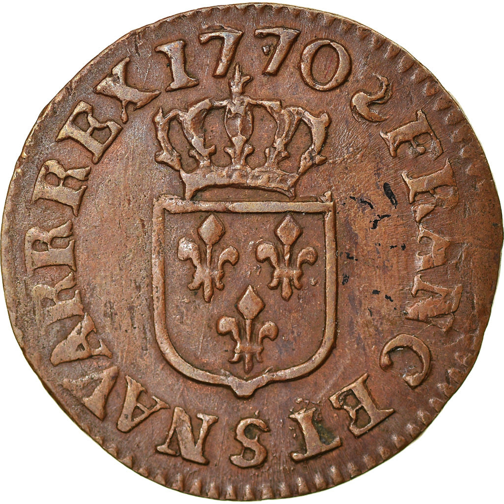 Monnaie, France, Louis XV, Liard à la vieille tête, Liard, 1770, Reims, TTB+